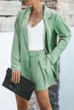 Casual Simplicity Solid Turndown Collar Long Sleeve Two Pieces