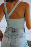 Street Simplicity Solid Solid Color O Neck Tops