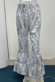 Elegant Printing Loose Mid Waist Wide Leg Full Print Bottoms
