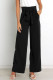 Work Simplicity Solid With Belt Loose High Waist Straight Solid Color Bottoms