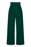Work Simplicity Solid With Belt Loose High Waist Straight Solid Color Bottoms