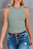 Street Simplicity Solid Solid Color O Neck Tops
