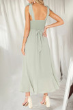 Elegant Simplicity Solid Slit Solid Color Square Collar A Line Dresses