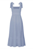Elegant Simplicity Solid Slit Solid Color Square Collar A Line Dresses