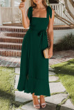 Elegant Simplicity Solid Slit Solid Color Square Collar A Line Dresses