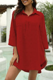 Casual Solid Printing Turndown Collar Tops