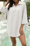 Casual Solid Printing Turndown Collar Tops