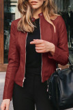 Casual Street Solid Zipper O Neck Outerwear
