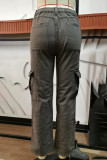 Street Solid Pocket Straight Solid Color Bottoms