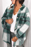 Casual Plaid Pocket Buckle Turndown Collar Tops