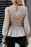 Sweet Elegant Floral Fold Printing O Neck Tops