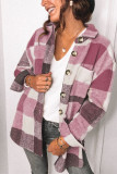 Casual Plaid Pocket Buckle Turndown Collar Tops