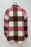 Casual Plaid Pocket Buckle Turndown Collar Tops