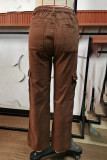 Street Solid Pocket Straight Solid Color Bottoms