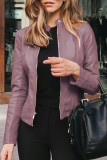 Casual Street Solid Zipper O Neck Outerwear