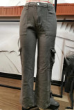 Street Solid Pocket Straight Solid Color Bottoms