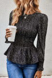 Sweet Elegant Floral Fold Printing O Neck Tops