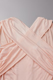 Sweet Elegant Solid Backless Slit Scarf Collar A Line Dresses