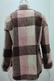 Casual Plaid Pocket Buckle Turndown Collar Tops