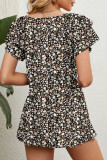 Casual Sweet Floral Flounce V Neck T-Shirts
