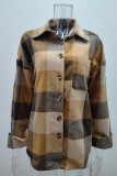 Casual Plaid Pocket Buckle Turndown Collar Tops