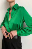 Celebrities Elegant Solid Make Old Buckle Solid Color Turndown Collar Tops