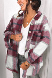 Casual Plaid Pocket Buckle Turndown Collar Tops