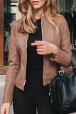Casual Street Solid Zipper O Neck Outerwear