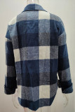 Casual Plaid Pocket Buckle Turndown Collar Tops