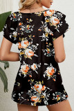 Casual Sweet Floral Flounce V Neck T-Shirts