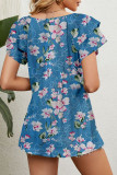 Casual Sweet Floral Flounce V Neck T-Shirts