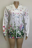 Casual Floral Pocket Hooded Collar Tops