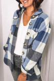 Casual Plaid Pocket Buckle Turndown Collar Tops