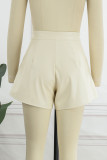 Solid Buttons Loose High Waist Wide Leg Solid Color Bottoms
