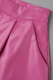 Solid Buttons Loose High Waist Wide Leg Solid Color Bottoms