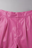Solid Buttons Loose High Waist Wide Leg Solid Color Bottoms
