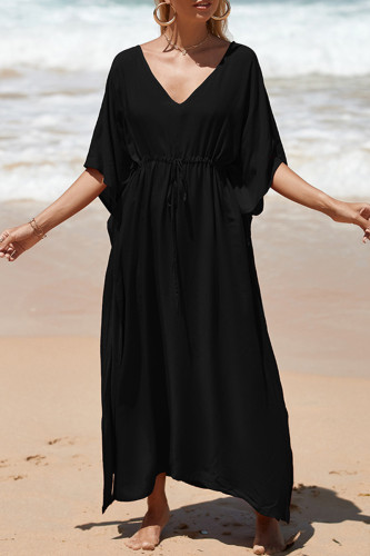 Vacation Simplicity Solid Frenulum Swimwears Cover Up