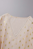 Street Solid Hollowed Out V Neck Tops