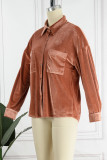 Casual Solid Patchwork Turndown Collar Tops