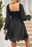 Sweet Elegant Solid Flounce V Neck A Line Dresses