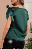 Work Simplicity Print With Bow Off the Shoulder T-Shirts