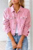 Casual Street Solid Buckle Turndown Collar Outerwear