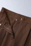 Elegant Simplicity Solid Buttons Without Belt Straight High Waist Straight Patchwork Bottoms