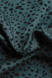 Elegant Print Patchwork Buttons V Neck A Line Dresses