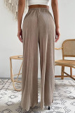 Casual Simplicity Solid Fold Loose High Waist Wide Leg Solid Color Bottoms