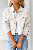 Casual Street Solid Buckle Turndown Collar Outerwear