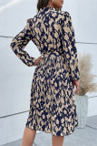 Elegant Print Fold V Neck A Line Dresses