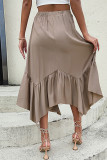 Casual Elegant Solid Frenulum Asymmetrical Loose High Waist Solid Color Bottoms