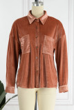Casual Solid Patchwork Turndown Collar Tops