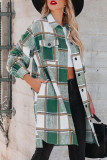 Work Plaid Buckle Turndown Collar Outerwear